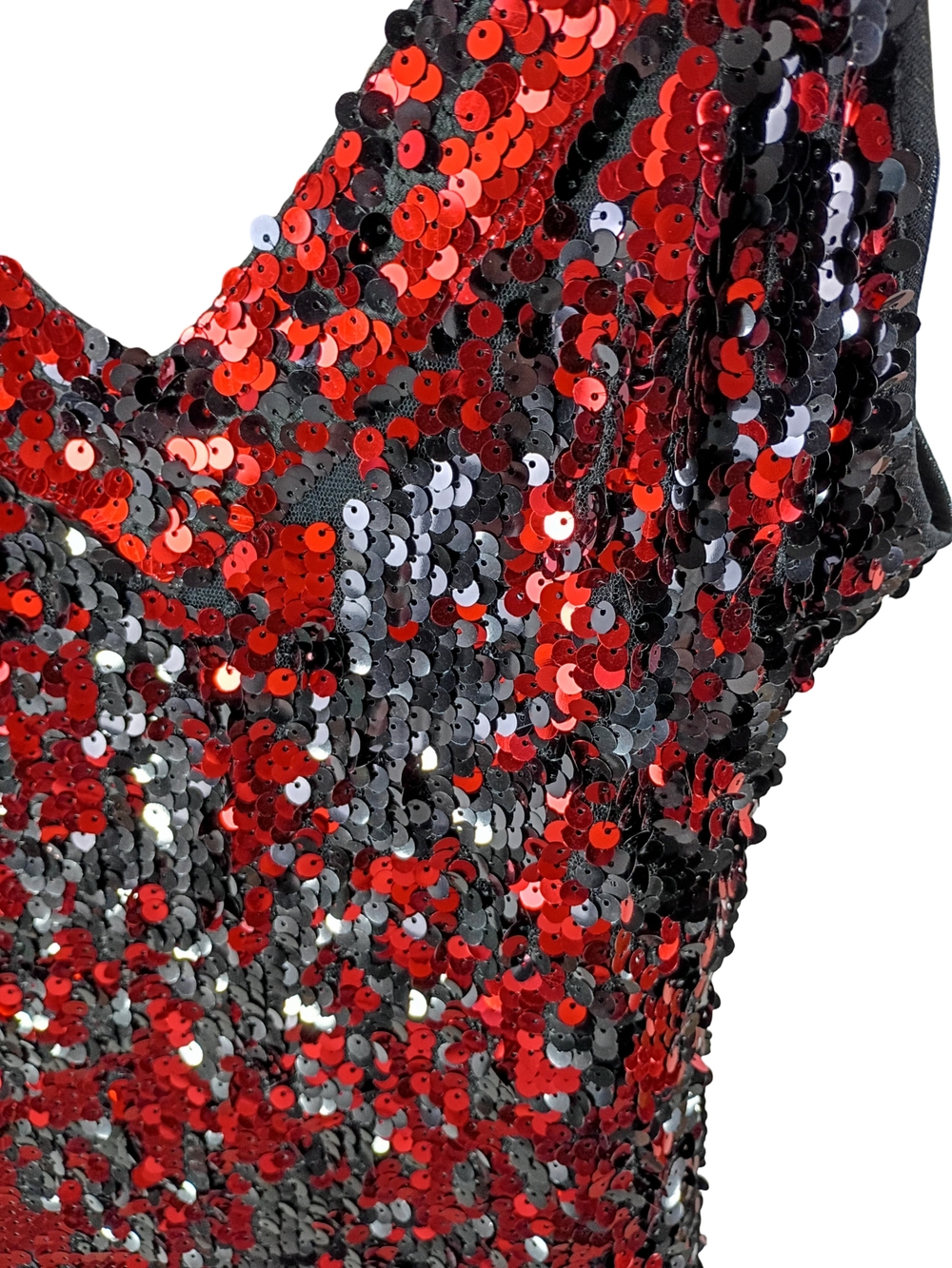 Red And Black Sequin Fringe V-Neck Flapper Party Dress - Picture 4 of 10